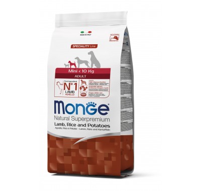 Сухий корм для собак дрібних порід Monge Dog Mini Adult ягня/рис/картопля 800 г 70011532