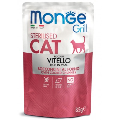 Вологий корм для кішок Monge Cat Grill Sterilised телятина 85 г 70013642