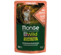 Вологий корм MONGE CAT BWILD GR.FREE WET Sterilised лосось з креветками та овочами 85 г 70012782