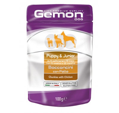 Вологий корм Gemon Dog Wet Puppy & Junior шматочки з куркою 100 г 70300636