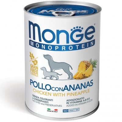 Вологий корм для собак Monge Dog Fruit Monoprotein курка з ананасом 400 г 70014311