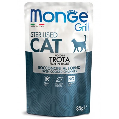 Вологий корм для кішок Monge Cat Grill Sterilised форель 85 г 70013659