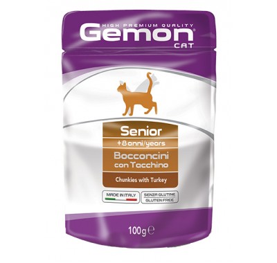 Влажный корм Gemon Cat Wet Senior c индейкой 100 г 70300889