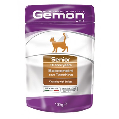 Вологий корм Gemon Cat Wet Senior з індичкою 100 г 70300889