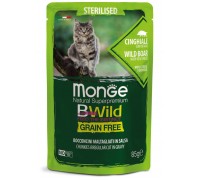Вологий корм MONGE CAT BWILD GR.FREE WET Sterilised м'ясо дикого кабана з овочами 85 г 70012805