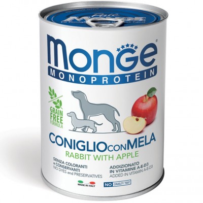 Вологий корм для собак Monge Dog Fruit Monoprotein кролик з яблуками 400 г 70014328