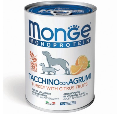 Вологий корм для собак Monge Dog Fruit Monoprotein індичка з цитрусами 400 г 70014335