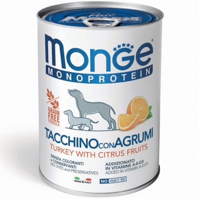 Вологий корм для собак Monge Dog Fruit Monoprotein індичка з цитрусами 400 г 70014335