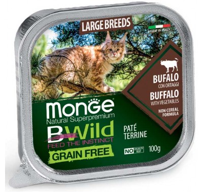 Вологий корм MONGE CAT BWILD GR.FREE WET буйвол (для кішок великих порід з 2-х місяців) 100 г 70012850