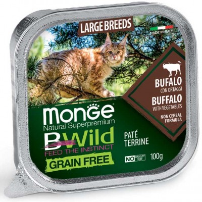 Вологий корм MONGE CAT BWILD GR.FREE WET буйвол (для кішок великих порід з 2-х місяців) 100 г 70012850