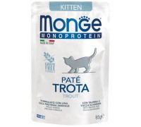 Вологий корм для кошенят Monge Cat MONOPROTEIN Kitten 100% форель 85 г 70013727