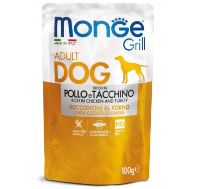 Вологий корм для собак Monge Dog Grill курка з індичкою 100 г 70013116