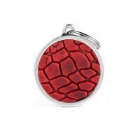 Адресник з гравіруванням для собак BRONX LEATHER CE1074 Медальйон круглий великий, червона шкіра