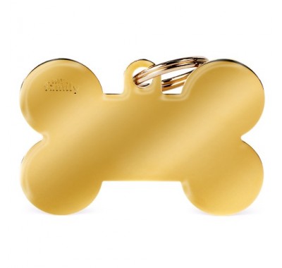 Адресник з гравіруванням для собак BASIC GOLD XL MFXL10 Медальйон Кістка XL золота латунь