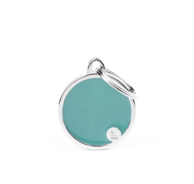 Адресник з гравіруванням для собак BASIC HANDMADE BH50MCLIGHTBLUE Медальйон круглий M базовий блакитний ручної роботи
