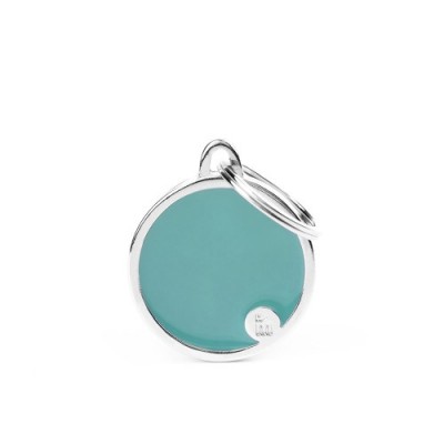 Адресник з гравіруванням для собак BASIC HANDMADE BH50MCLIGHTBLUE Медальйон круглий M базовий блакитний ручної роботи