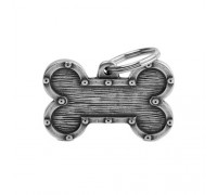 Адресник з гравіруванням для собак BRONX BH01CFUB Медальйон Кістка велика бронкс футуристична, старовинне срібло