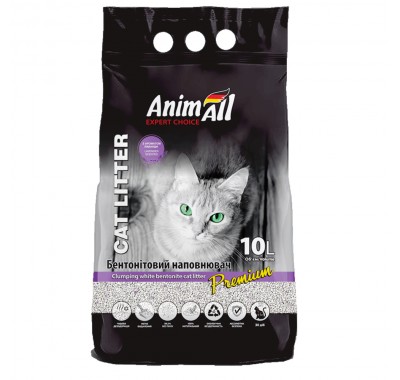 Бентонітовий наповнювач AnimAll Premium Lavender з ароматом лаванди, для котячого туалету, 10 л