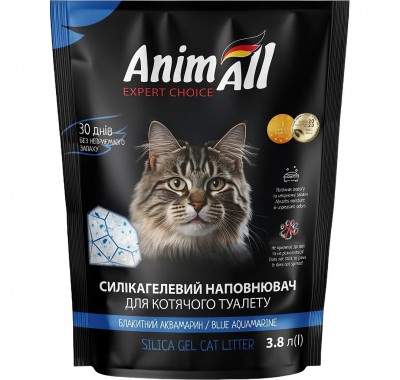 Наповнювач для котячого туалету AnimAll Синій Аквамарин силікагель 3,8 л