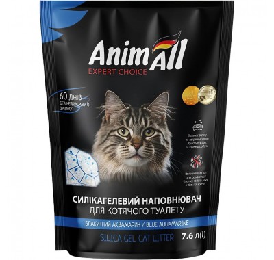 Наповнювач для котячого туалету AnimAll Синій Аквамарин силікагель 7,6 л