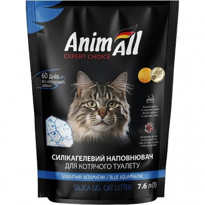 Наповнювач для котячого туалету AnimAll Синій Аквамарин силікагель 7,6 л