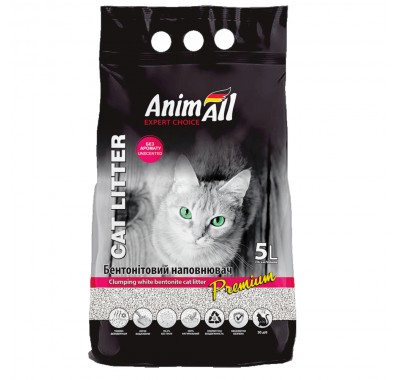 Бентонітовий наповнювач AnimAll Premium Classic без аромату, для котячого туалету, 5 л
