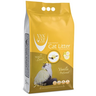 Бентонітовий наповнювач VanCat Vanilla для котячого туалету, 5 кг