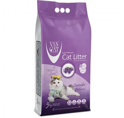 Бентонітовий наповнювач VanCat Lavender для котячого туалету, 5 кг