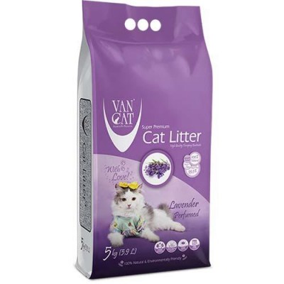 Бентонітовий наповнювач VanCat Lavender для котячого туалету, 5 кг
