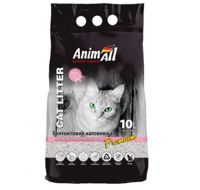 Бентонітовий наповнювач AnimAll з ароматом дитячої пудри, для котів, 10 л