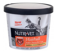 Nutri-Vet Hairball Soft Chews НУТРІ-ВІТ ХЕІРБОЛЛ жувальні таблетки для виведення вовни котів 80 шт