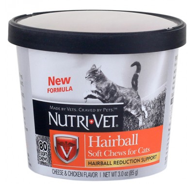 Nutri-Vet Hairball Soft Chews НУТРІ-ВІТ ХЕІРБОЛЛ жувальні таблетки для виведення вовни котів 80 шт