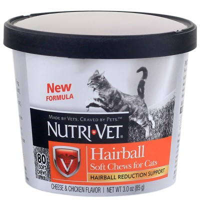 Nutri-Vet Hairball Soft Chews НУТРІ-ВІТ ХЕІРБОЛЛ жувальні таблетки для виведення вовни котів 80 шт