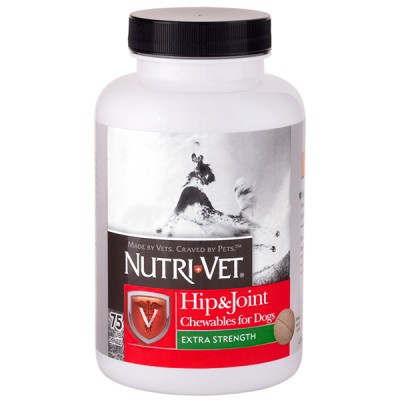 Nutri-Vet Hip&amp;Joint Extra НУТРІ-ВІТ ЗВ'ЯЗКИ І СУСТАВИ ЕКСТРА (2 рівень), хондроїтин та глюкозамін для собак з ЧСЧ 75 шт