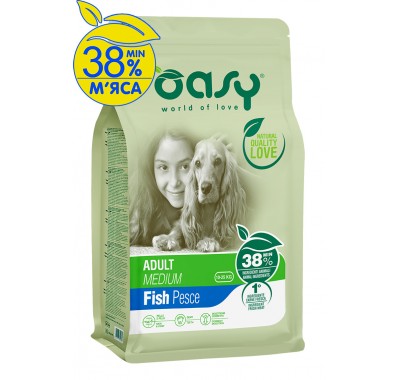 Сухий корм для собак OASY LIFESTAGE Adult Medium риба 12 кг, 510162