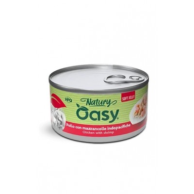 Вологий корм для кішок OASY CAT Wet Natury курка креветками в желе 85 г, 512838