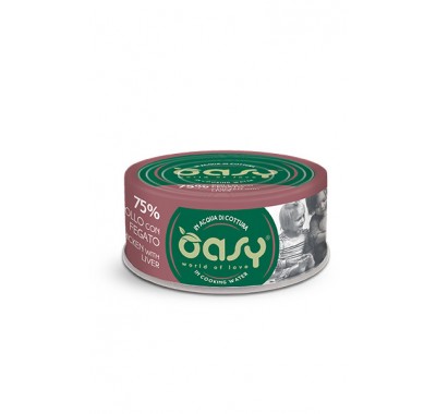 Вологий корм для кішок OASY CAT Wet More Love курка з печінкою, ніжна нарізка у соусі 70 г, 344744
