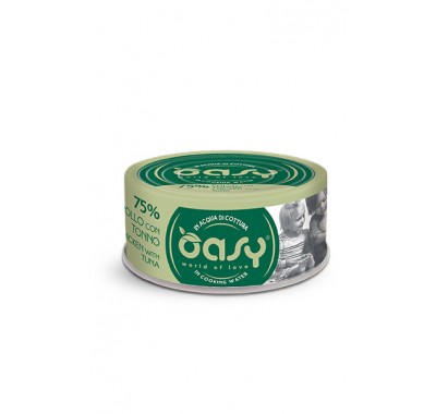Вологий корм для кішок OASY CAT Wet More Love курка з тунцем, ніжна нарізка у соусі 70 г, 344805