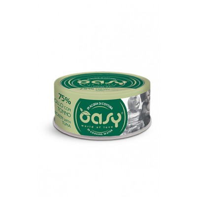 Вологий корм для кішок OASY CAT Wet More Love курка з тунцем, ніжна нарізка у соусі 70 г, 344805
