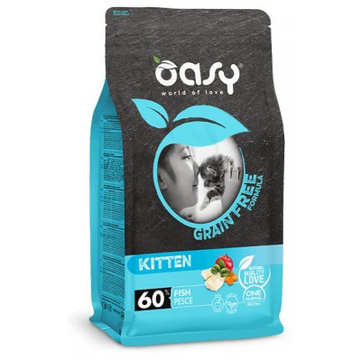 Сухий корм для кошенят OASY CAT Grain Free Kitten біла риба з яблуком та гарбузом 1,5 кг, 347370