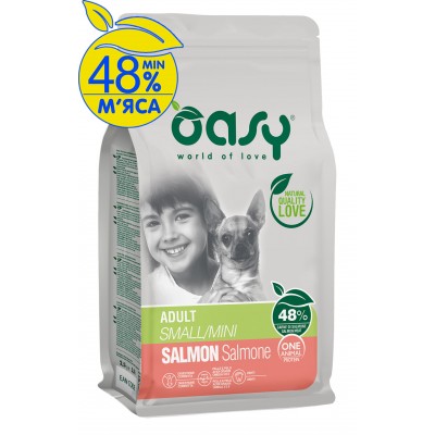 Сухий корм для собак OASY OAP ADULT Small/Mini лосось 800 г 348339
