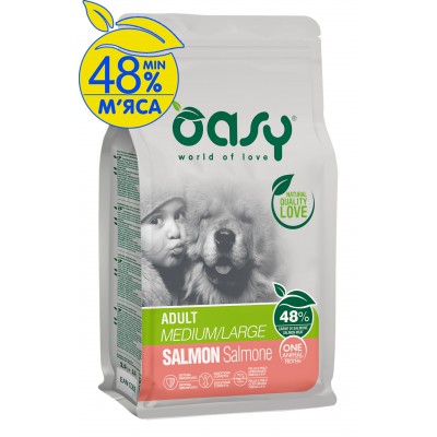 Сухий корм для собак OASY OAP ADULT Medium/Large лосось 18 кг, 349305