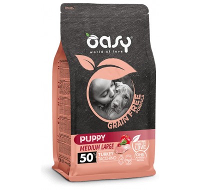 Сухий корм для цуценят OASY DOG Grain Free Puppy Medium/Large індичка з яблуком та журавлиною 18 кг, 349381
