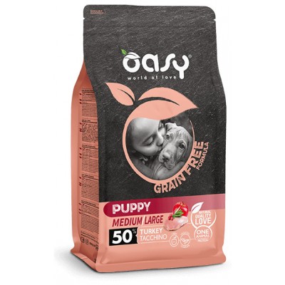 Сухий корм для цуценят OASY DOG Grain Free Puppy Medium/Large індичка з яблуком та журавлиною 18 кг, 349381