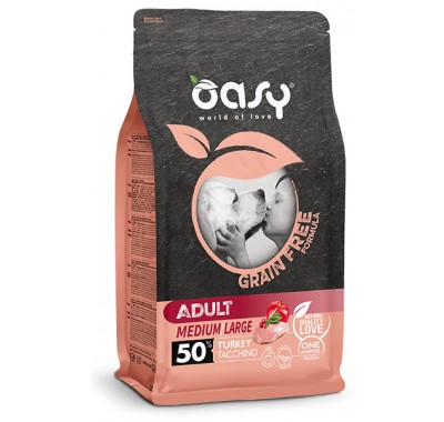Сухий корм для собак OASY DOG Grain Free Adult Medium/Large індичка з яблуком та журавлиною 2,5 кг, 347707