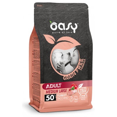 Сухий корм для собак OASY DOG Grain Free Adult Medium/Large індичка з яблуком та журавлиною 2,5 кг, 347707