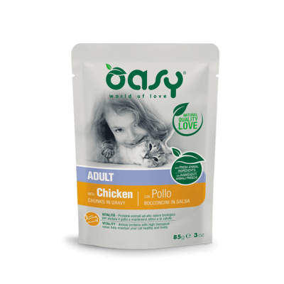 Вологий корм для кішок OASY CAT Adult курка 85 г, 343709