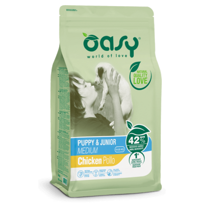 Сухой корм для щенков OASY LIFESTAGE Puppy & Junior Medium с курицей 18 кг, 349183