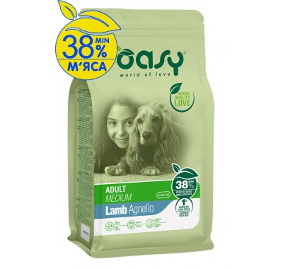Сухий корм для собак OASY LIFESTAGE Adult Medium ягня 12 кг, 349152