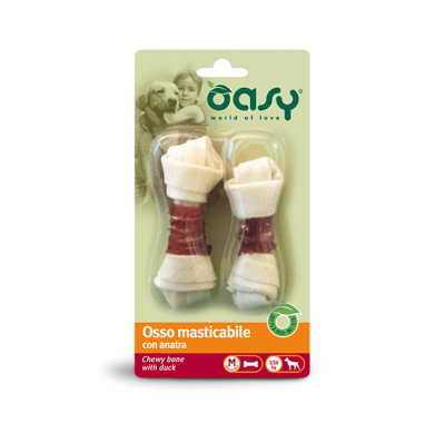 Ласощі для собак, кістки OASY DOG Chewy Bone качка -M- (2 ПК) 54 г, 341026